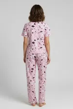 Pamuklu Kısa Kollu Tişört Pantolon Takım Pembe