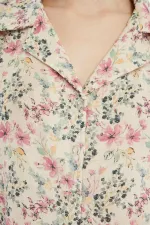 Mısırlı MÜSLİN Pamuklu Çiçekli Gömlek Pembe