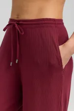Mısırlı Women's Corset-Style Draped Trousers, Burgundy