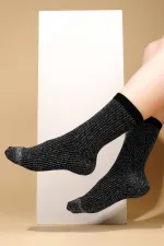 Mısırlı Kadın Bambu Simli Soket Çorap Siyah