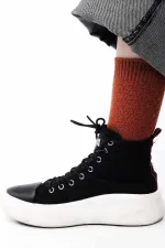 Mısırlı Kadın Koyun Yünü Tekli Soket Çorap Kiremit