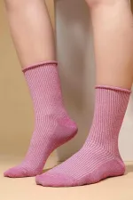 Mısırlı Kadın Bambu Simli Soket Çorap Koyu Pembe
