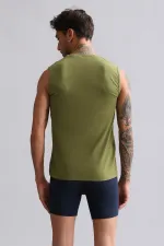 Mısırlı ORGANIC Pamuklu HERCULES Slim Fit Bisiklet Yaka Sporcu Atlet / T-Shirt Haki