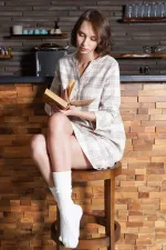 Women's Cotton Plaid Shirt Dress Pink