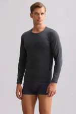 Mısırlı Modal By TENCEL HERCULES Slim Fit Crew Neck Long Sleeve Undershirt / T-Shirt Anthracite