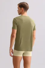 Mısırlı BAMBOO ZEUS LUXURY Regular Fit Crew Neck Undershirt/T-Shirt Khaki Olive