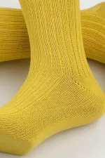 Mısırlı Unisex Pamuklu Bio Cotton Kışlık Soket Çorap Sarı
