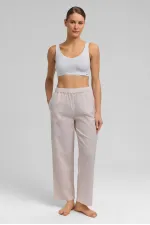 Mısırlı Kadın Pamuk Ekoseli Alt Pijama Açık Pembe