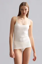 Modal By TENCEL SARAH Mısırlı Thin Strap Tank Top, Ecru