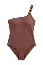 One-Shoulder Swimsuit with Egyptian Accessories in Cinnamon One-Shoulder Swimsuit with Egyptian Accessories in Cinnamon