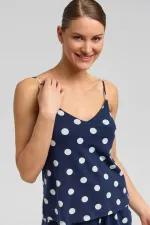 Mısırlı Kadın Modal Puantiyeli İp Askılı Şort Takımı Lacivert