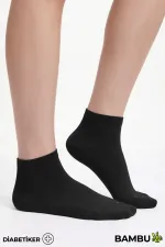 Unisex Bambu Diyabetik Sneaker Çorap Siyah