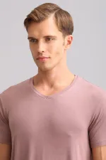 ZEUS LUXURY Regular Fit V-Neck Undershirt/T-Shirt in Lavender, Made of Mısırlı ORGANIC Cotton.