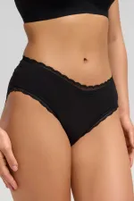 Culotte taille haute en dentelle modale égyptienne noire