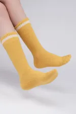 Chaussettes thermiques douces et moelleuses pour femmes, jaune foncé, de marque égyptienne