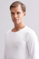 BAMBU HERCULES Slim Fit Bisiklet Yaka Uzun Kollu Erkek  Fanila Beyaz