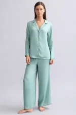Ensemble de pyjama en bambou pour femme, style égyptien, vert clair