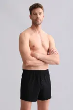 Mısırlı ORGANIC Pamuklu Relaks Loose Fit Düğmeli Ekstra Bol Kesim Uzun Paçalı Boxer Şort Siyah