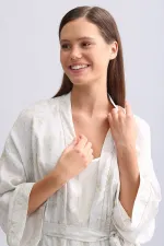 Mısırlı Kadın Saten Kısa Sabahlık Gri