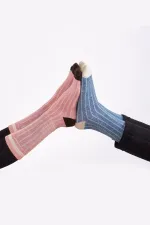 Mısırlı Women's Alpaca Wool Winter Hoop Single Sock Pink