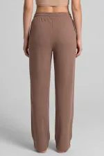 Mısırlı Kadın Modal Pamuk Karışımlı Beli Lastikli Pijama Açık Kahverengi