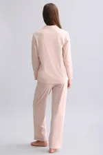Mısırlı Kadın %100 Pamuk Pijama Takımı Açık Pembe