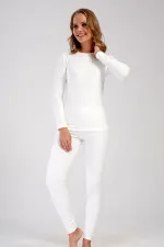 Ensemble débardeur à manches longues et col rond pour femme, écru