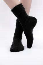 Mısırlı Women's Sheep Wool Single Curved Sock Black