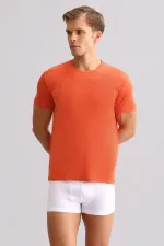 Mısırlı ORGANIC Pamuklu ZEUS LUXURY Regular Fit Bisiklet Yaka Fanila / T-Shirt Pas Kırmızı