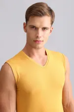 Mısırlı ORGANIC Pamuklu HERCULES Slim Fit V Yaka Sporcu Atlet / T-Shirt Hardal