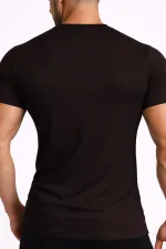 Mısırlı ORGANIC Pamuklu HERCULES Slim Fit Bisiklet Yaka Fanila / T-Shirt Kahverengi
