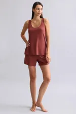 Kadın Bambu Regular Pijama Üst Bordo Kadın Bambu Regular Pijama Üst Bordo