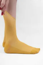 Mısırlı Kadın Bambu Tekli Diabetiker Lastiksiz Soket Çorap Sarı
