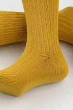 Mısırlı Unisex Pamuklu Bio Cotton Kışlık Soket Çorap Hardal