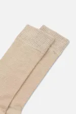 Mısırlı Erkek Modal Tekli DİABETİKER Lastiksiz Uzun Soket Çorap Bej