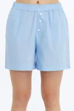 Mısırlı Pamuklu Poplin Şort Açık Mavi