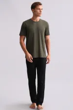 Ensemble pyjama à manches courtes pour homme, vert, en mélange de modal et de coton égyptien