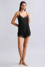 Mısırlı Kadın Bambu Şort Takımı Siyah