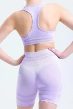 Mısırlı Kadın Kalça Toparlayıcı Çemberli Bralet-Şort Tayt Takımı Lila