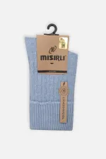 Chaussettes simples incurvées en laine de mouton pour femmes égyptiennes, bleues