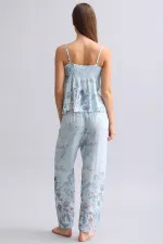 Mısırlı Kadın Viskon Dokuma Pijama Mavi