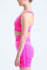 Mısırlı Kadın Kalça Toparlayıcı Çemberli Bralet-Şort Tayt Takımı Fuşya