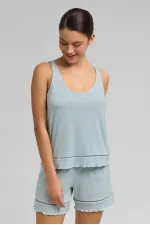 Mısırlı Kadın Örme Askılı Short Takım Açık Mavi