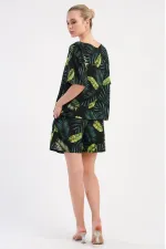 Mısırlı Kadın Viskon Desenli Şort Takım Yeşil