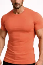 Mısırlı ORGANIC Pamuklu HERCULES Slim Fit Bisiklet Yaka Fanila / T-Shirt Pas Kırmızı