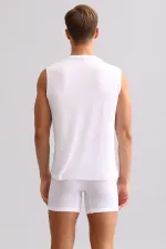 Mısırlı BAMBU ZEUS LUXURY Regular Fit V Yaka Sporcu Atlet / T-Shirt Beyaz