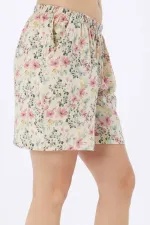 Mısırlı MÜSLİN Pamuklu Çiçekli Şort Pembe