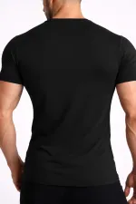 Mısırlı ORGANIC Pamuklu HERCULES Slim Fit Bisiklet Yaka Fanila / T-Shirt Siyah