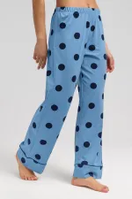 Mısırlı Kadın Modal Örme Puantiyeli Pijama Alt / Pantolon Bebe Mavisi
