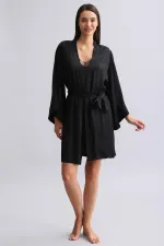 Mısırlı Kadın Bambu Sabahlık Siyah